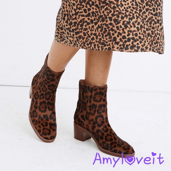 Madewell Autumn High Chelsea Boot in Leopard Calf Hair - Picture 2 of 9